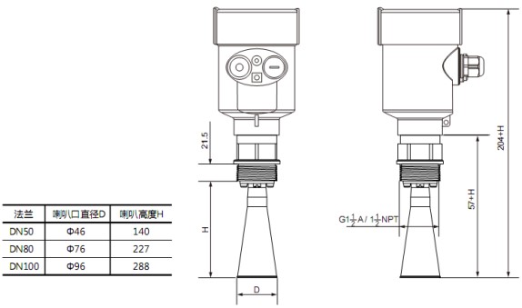 RD-705型液化烴球罐液位計(jì)尺寸圖